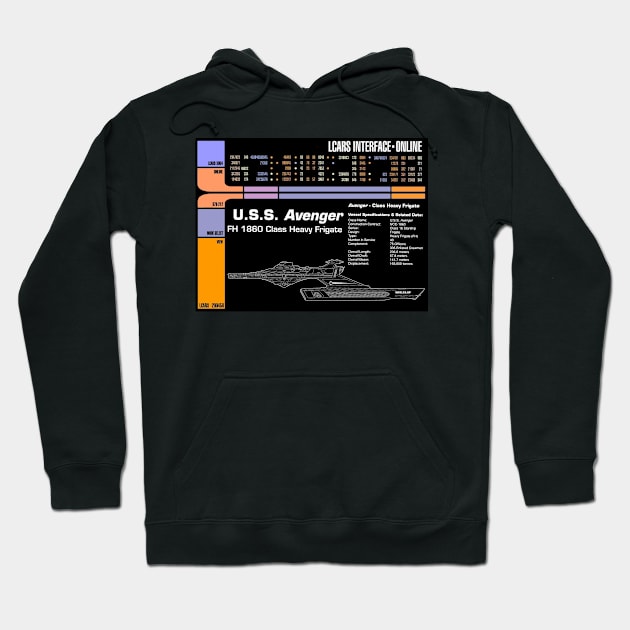 Computer Readout Showing U.S.S. Avenger Heavy Frigate Hoodie by Starbase79